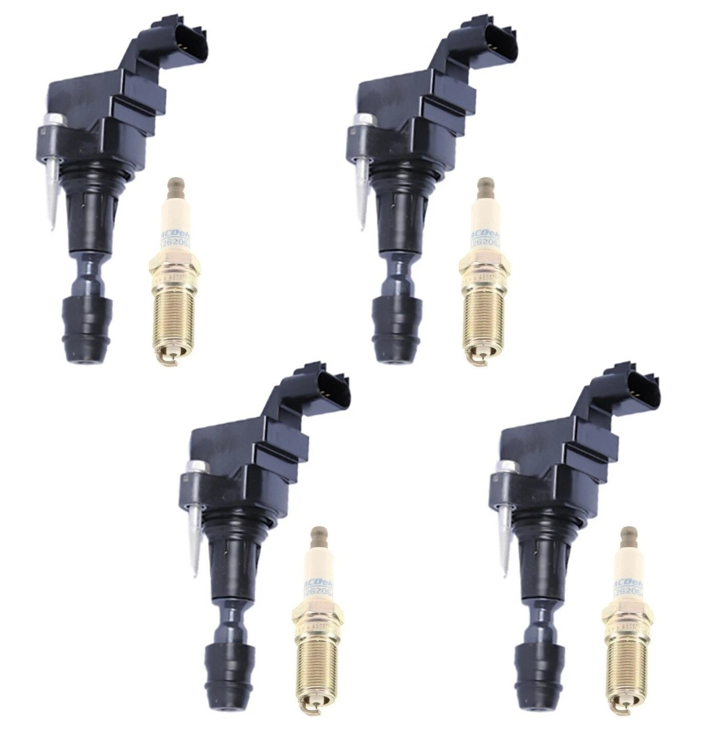 Set of 4 Ignition Coils & 4 Spark Plugs for Buick Chevy GMC L4 (OE)