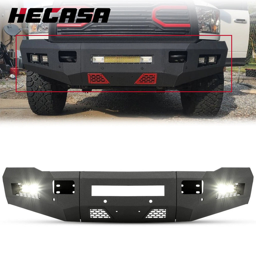 Front Bumper with Steel Skid Plate & LED Lights for Dodge Ram 2500 3500 (2010–2018)