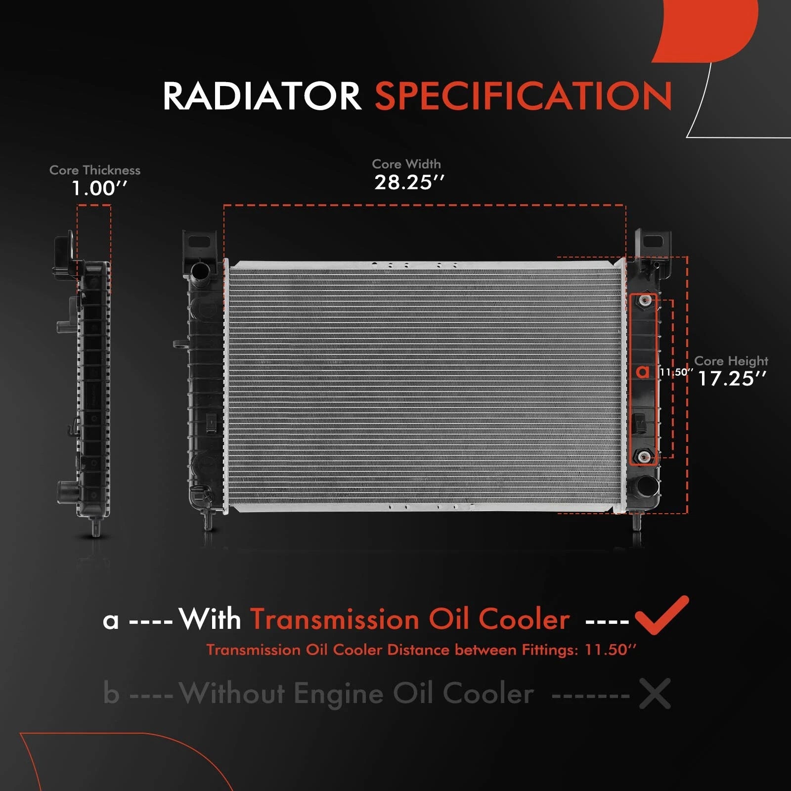 Radiator with Trans Oil Cooler for Chevy Silverado 1500 GMC Sierra 1500