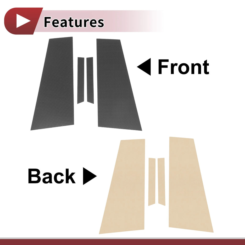 Set of 4 Door Pillar Window Trim for Mercedes-Benz CLS (2020–2023) Black Carbon Fiber