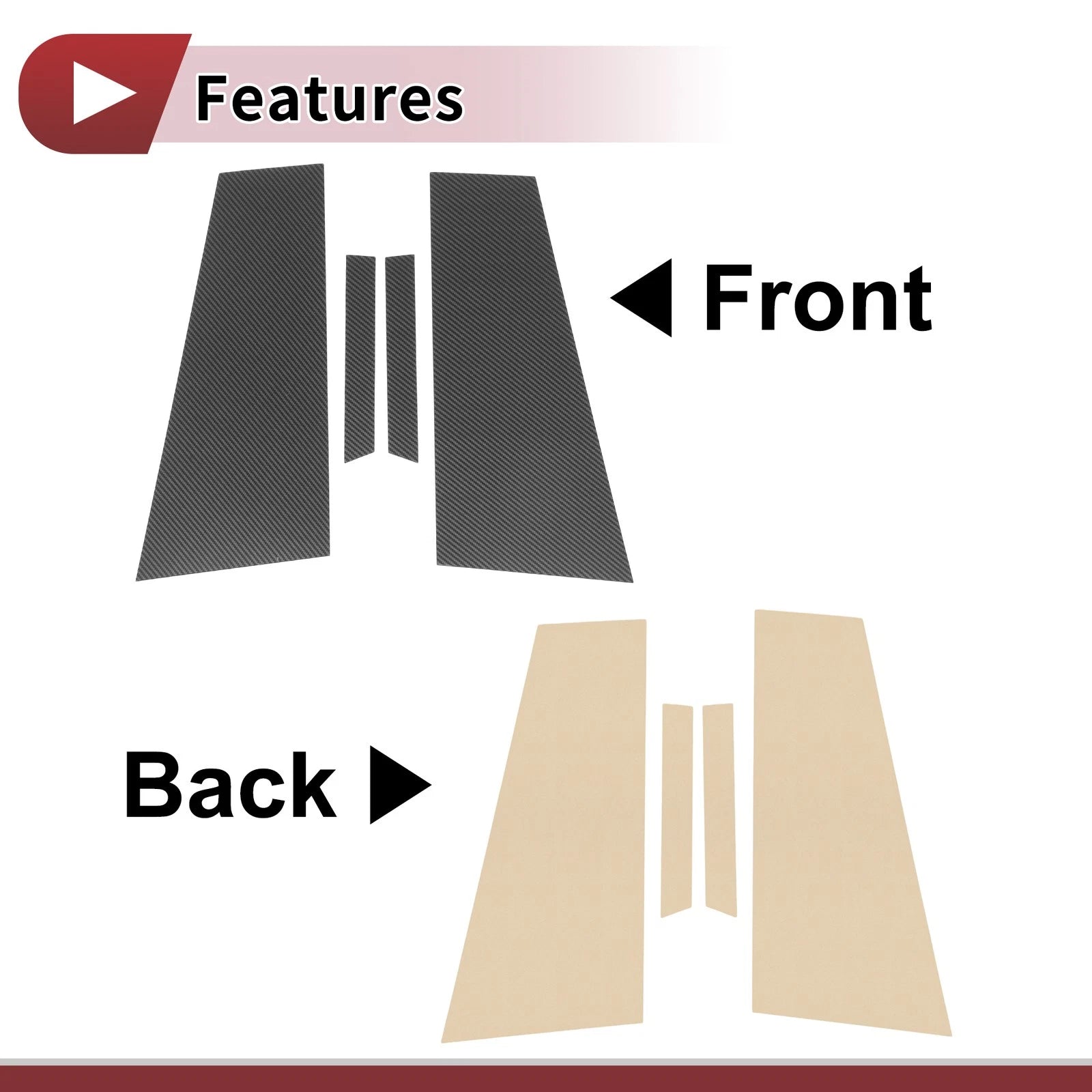 Set of 4 Door Pillar Window Trim for Mercedes-Benz CLS (2020–2023) Black Carbon Fiber