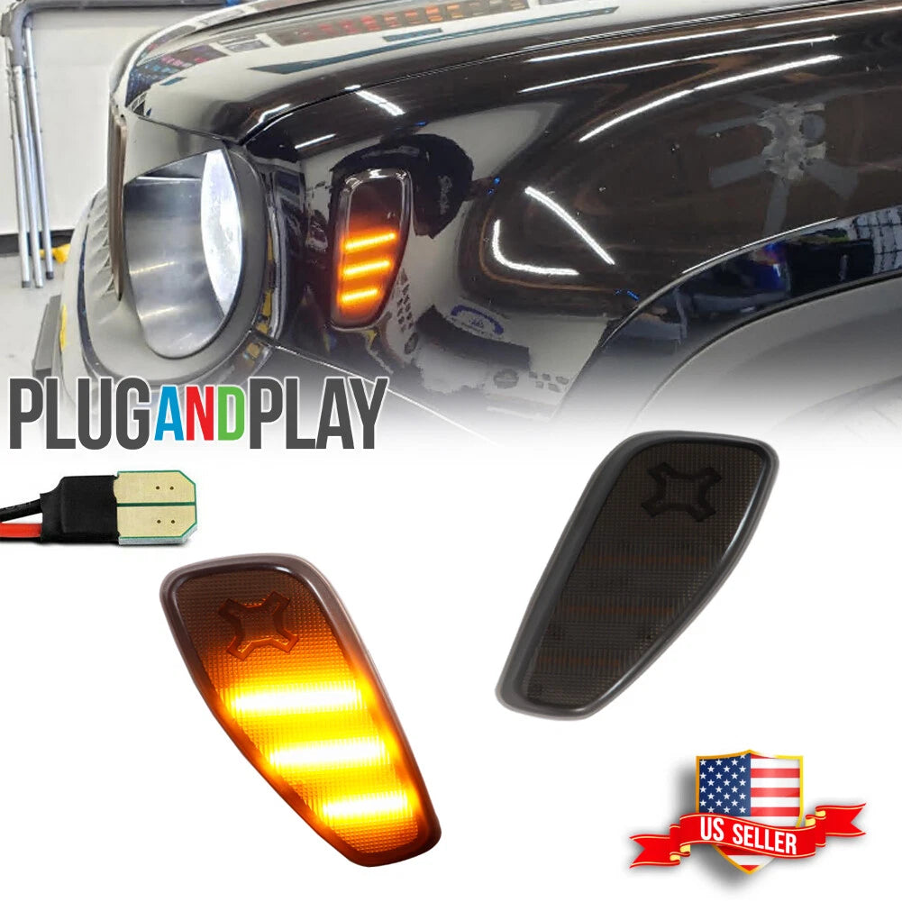 Set of 2 Smoked Amber LED Side Marker Lights for Jeep Renegade (2015–2023)