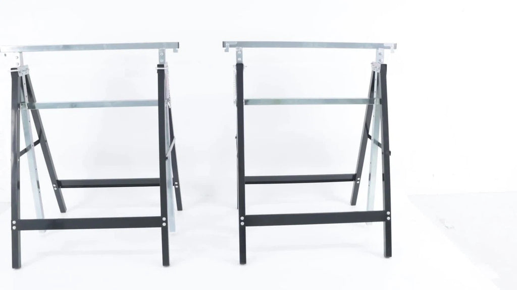 7-Speed Adjustable Height Foldable Metal Sawhorse Work Stand (440lbs Capacity)