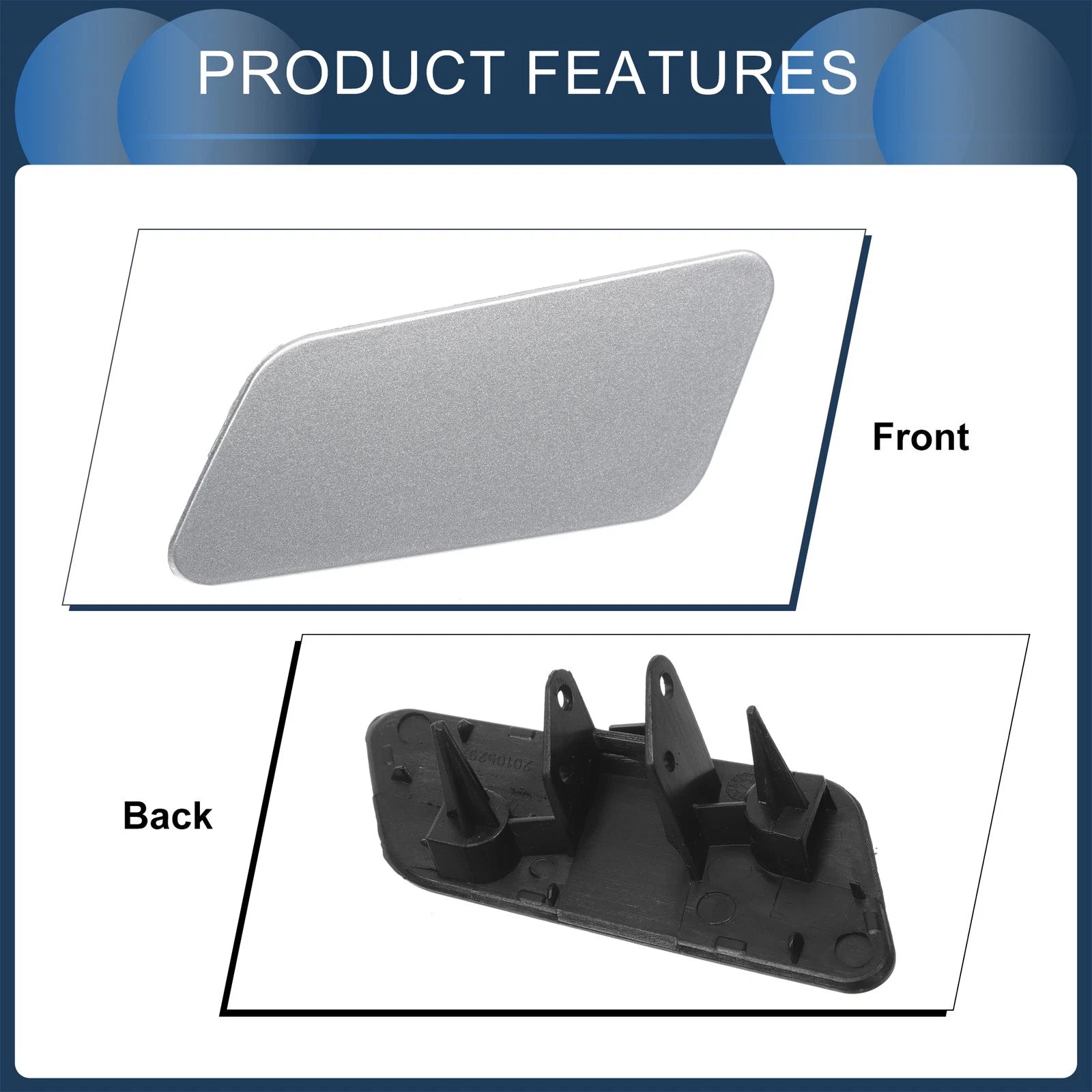 Front Left Washer Nozzle Cover Cap for Volkswagen Touareg (2011–2014) Silver Tone