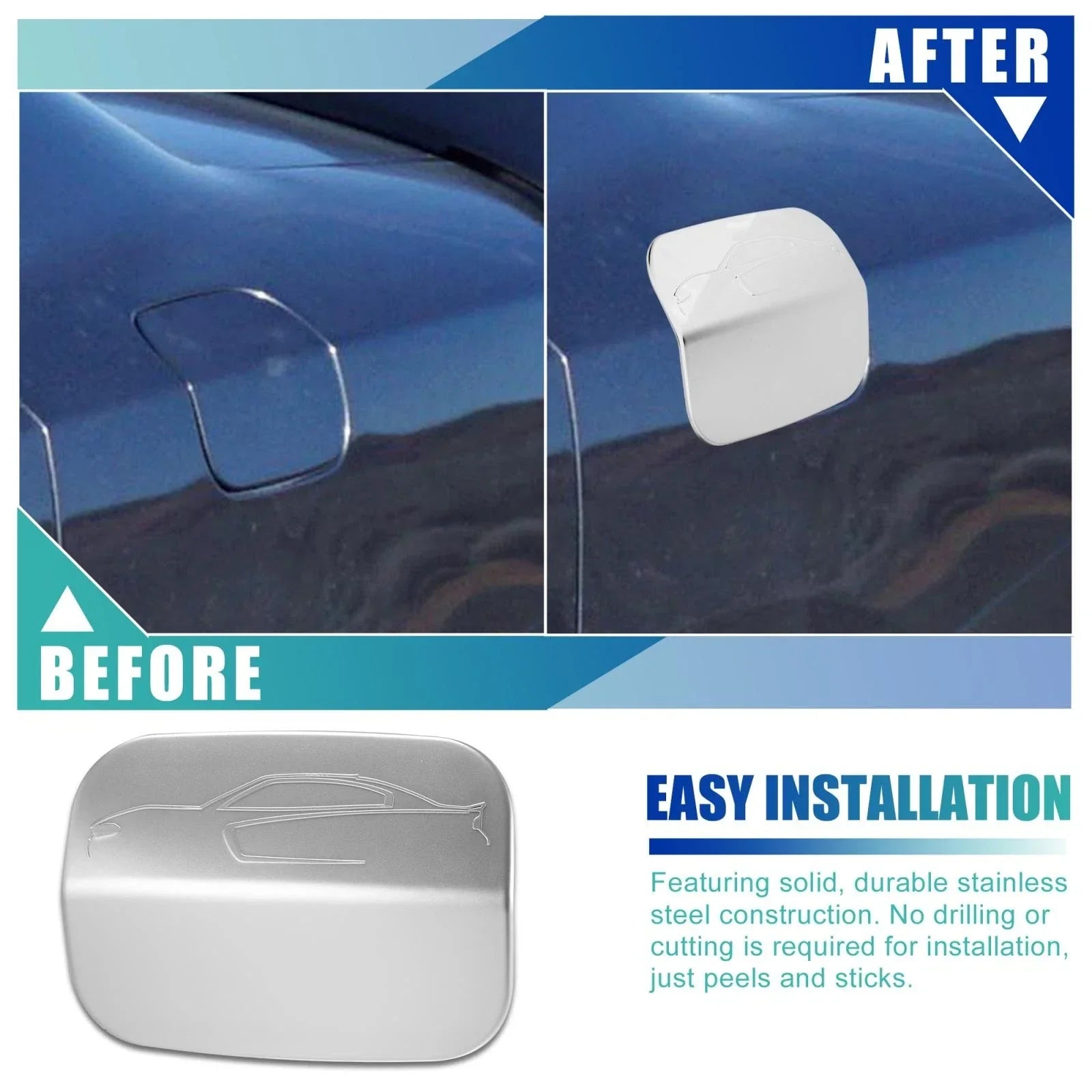 Silver Tone Fuel Tank Door Gas Filler Cap for Dodge Charger (2011-2021)