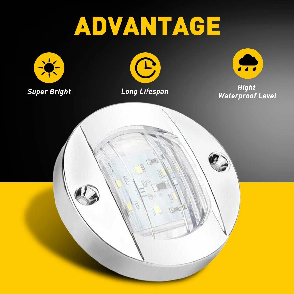 6 LEDs Round White Marine RV Boat Courtesy Lights for Various Models