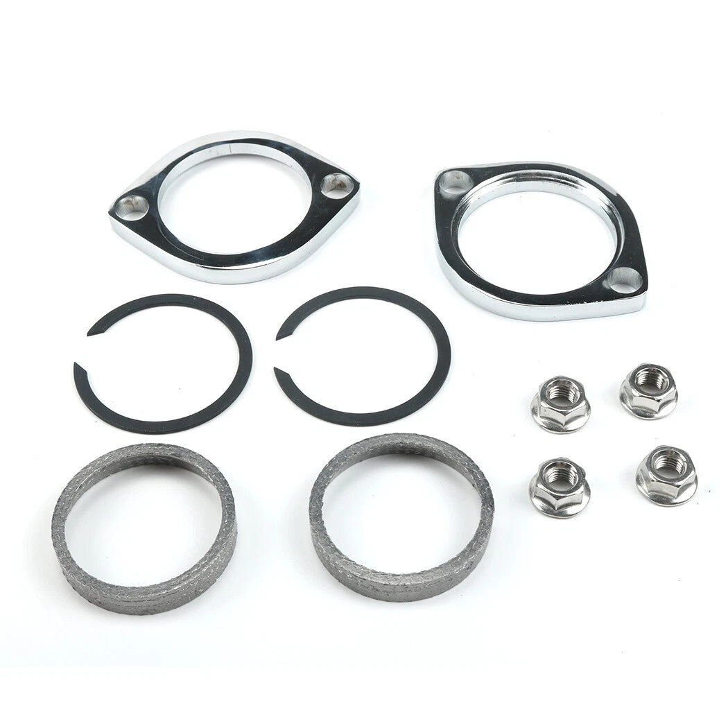 Exhaust Flange Install Kit for Harley Davidson (C-Clips, Serrated Nuts)