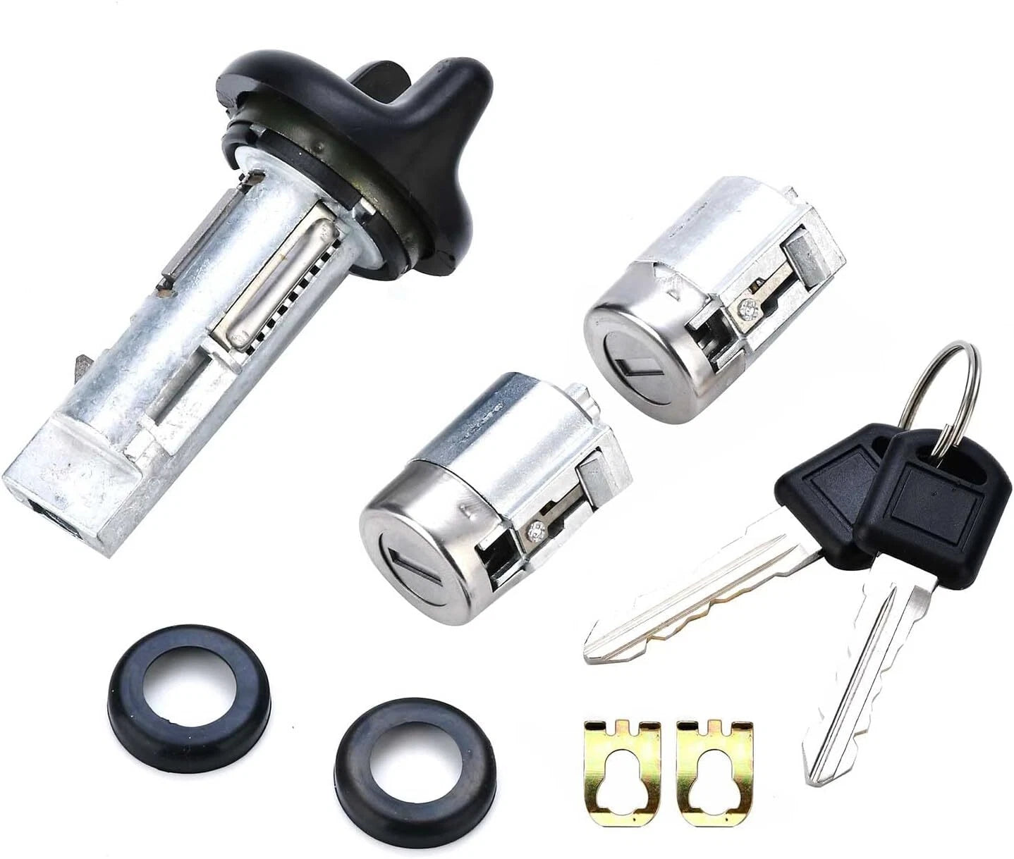 Ignition Switch Lock Cylinder Set with 2 Door Lock Cylinders & 2 Keys for GMC Chevy