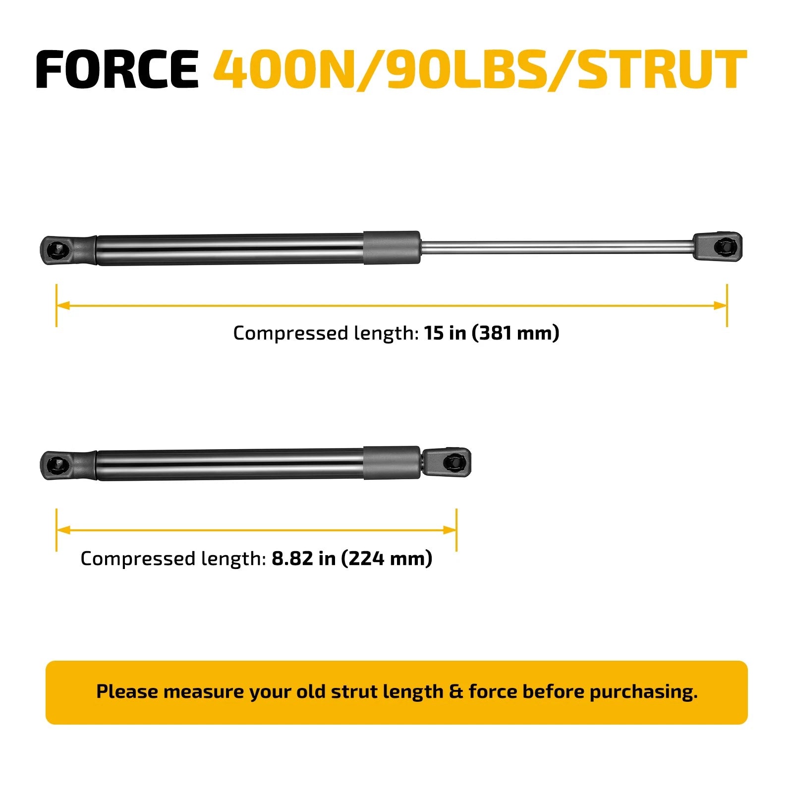 Gas Strut for Leer Camper Shell Window (15 Inch, 90LB)