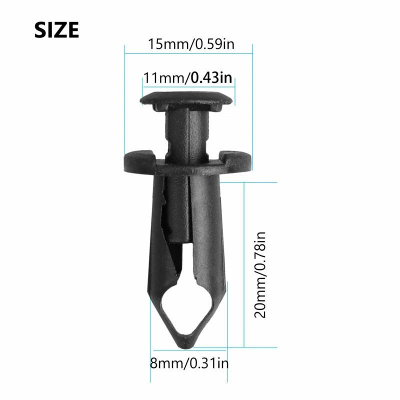 100X Push Fender Clips for ATV (Fit 90653-HC4-900)