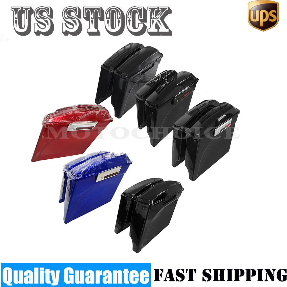 5" Stretched Extended Hard Saddle Bags for Harley Touring Road King (1993–2013)