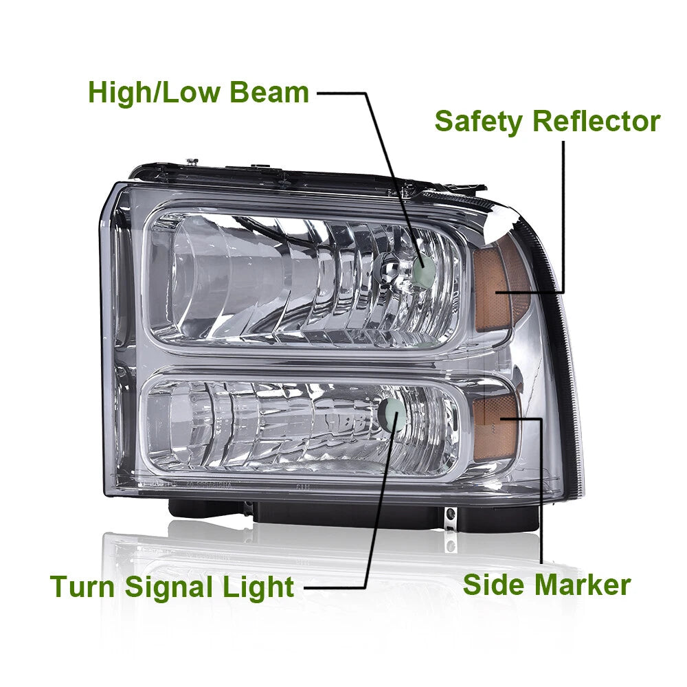 Smoke Conversion Headlights for Ford F250 F350 Super Duty Excursion (1999–2004)
