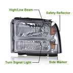 Smoke Conversion Headlights for Ford F250 F350 Super Duty Excursion (1999–2004)