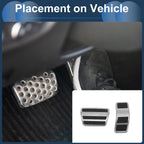 2 Pcs Foot Accelerator Pedal Covers for Ford Fiesta (2007–2012) Silver Tone