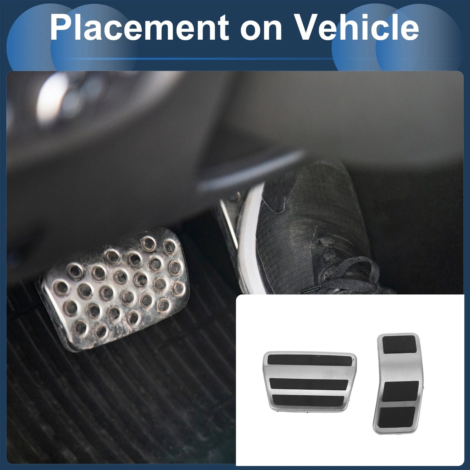 2 Pcs Foot Accelerator Pedal Covers for Ford Fiesta (2007–2012) Silver Tone