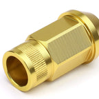 Set of 4 Open End M12x1.25 Gold Aluminum Wheel Lug Nuts 44mm Tall 25mm OD