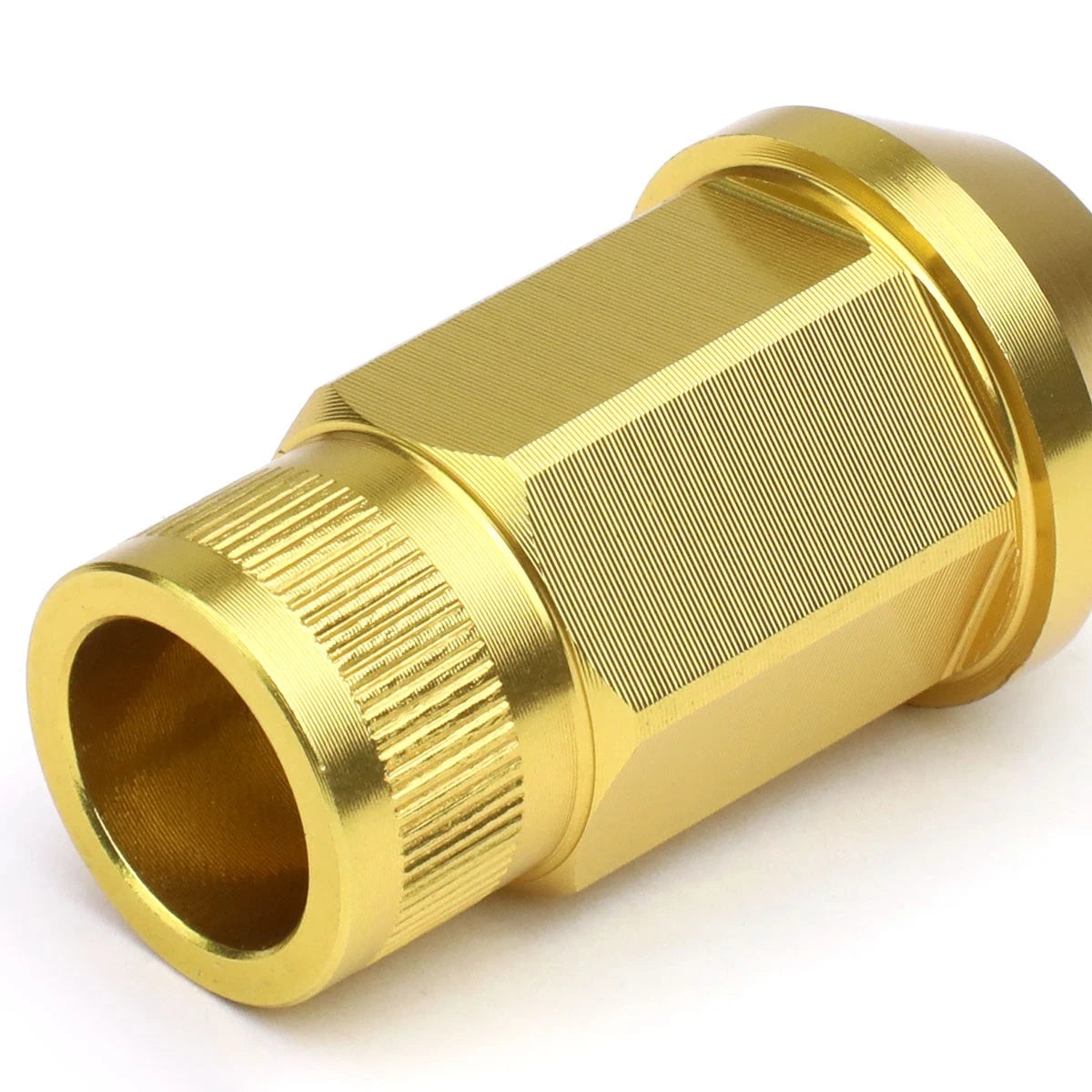 Set of 4 Open End M12x1.25 Gold Aluminum Wheel Lug Nuts 44mm Tall 25mm OD