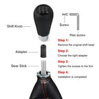 Black Leather 5 Speed Manual Gear Shift Knob