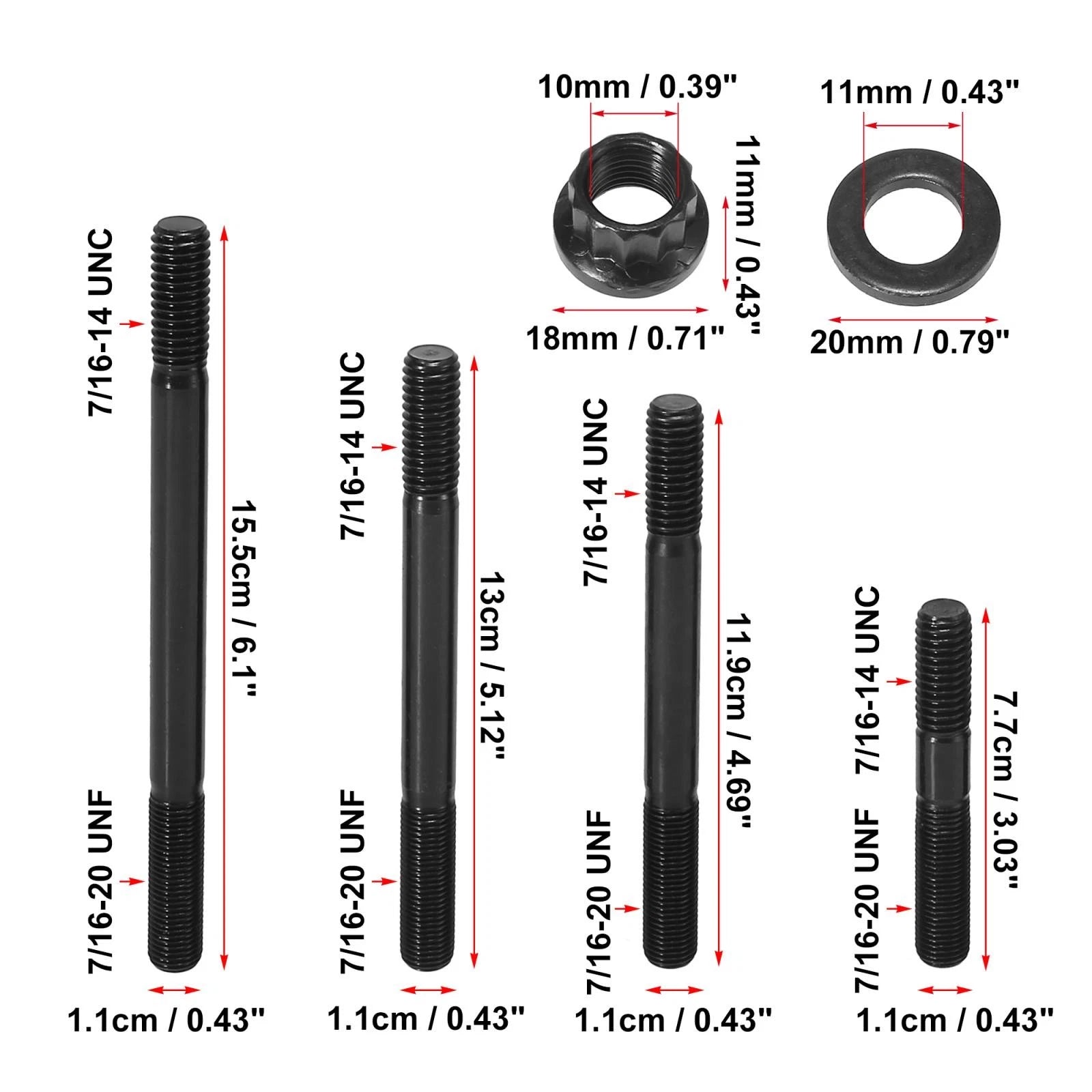 Cylinder Head Stud Kit for Chevy BBC 454 (1970–1990) 747709992549