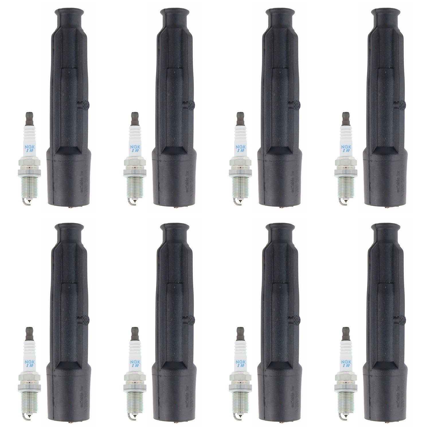 Set of 8 NGK Laser Iridium Spark Plugs & Coil Boots for W140 CL500 S420 SL500