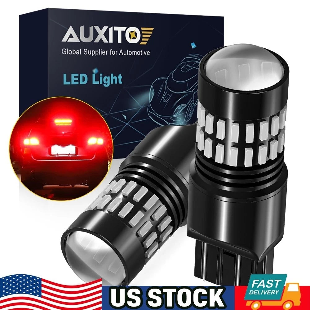 2X AUXITO 7443 Red LED Brake Tail Parking Stop Light Bulbs 7440 (N/A)