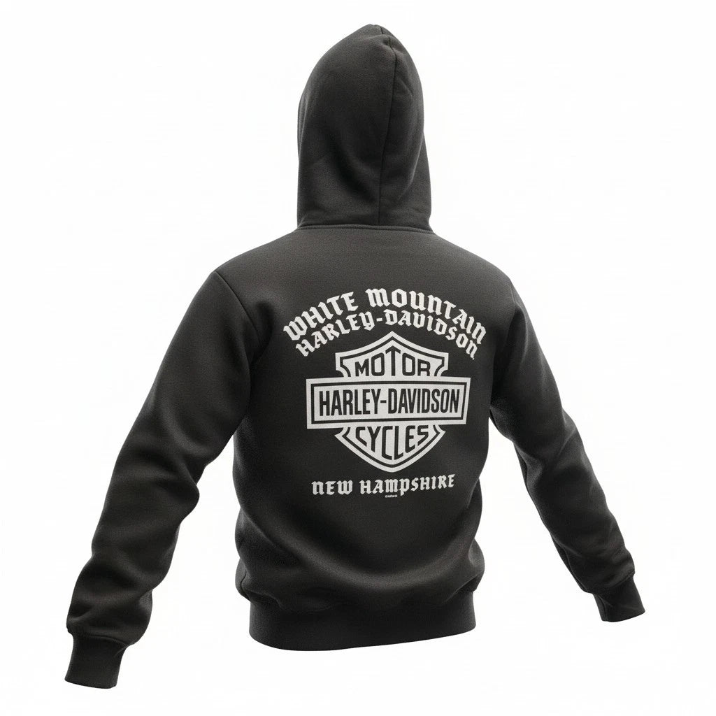 Fleece Full-Zip Hoodie for Harley-Davidson (Men's, Solid Black)