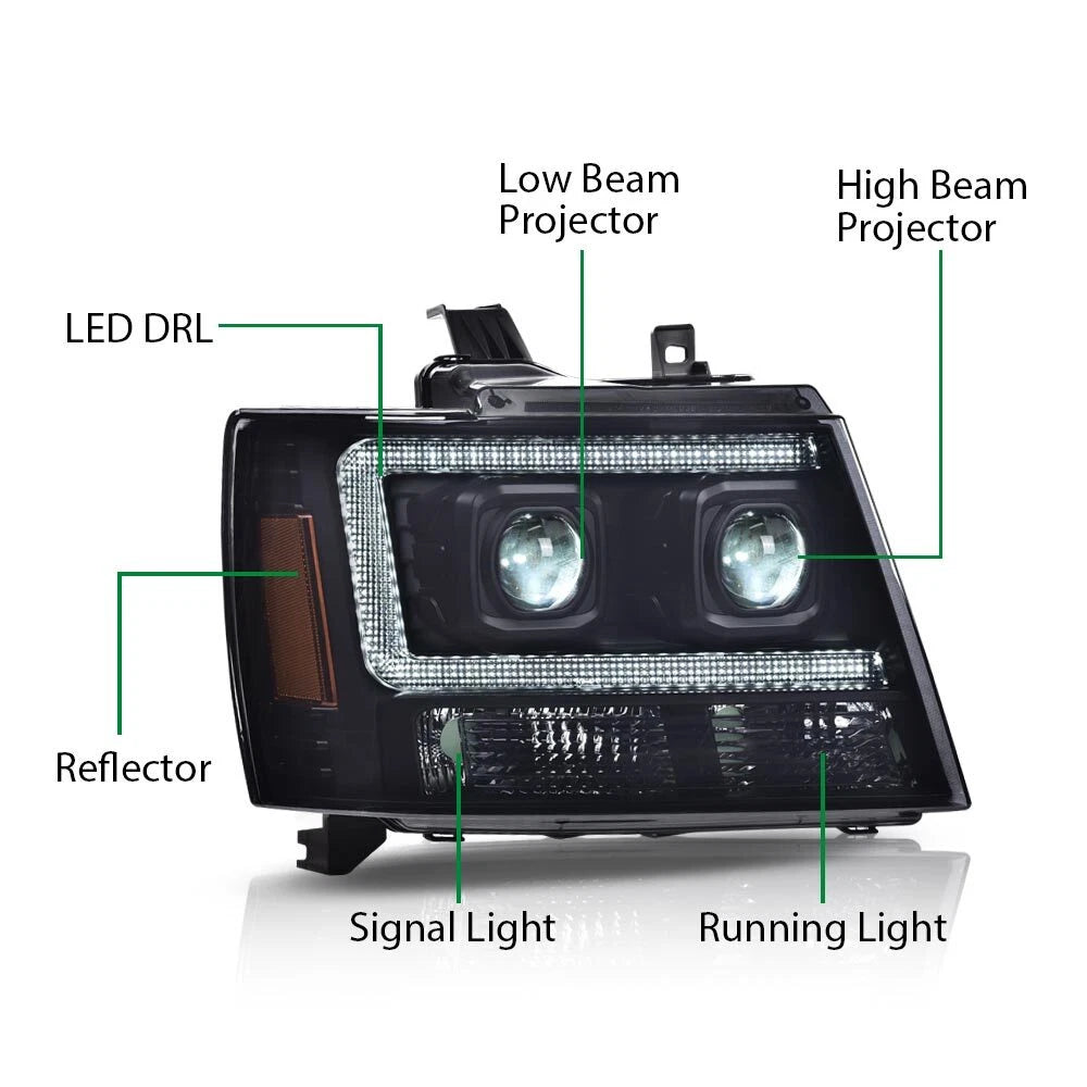 LED Projector Headlights for Chevy Avalanche Tahoe Suburban (2007–2014)