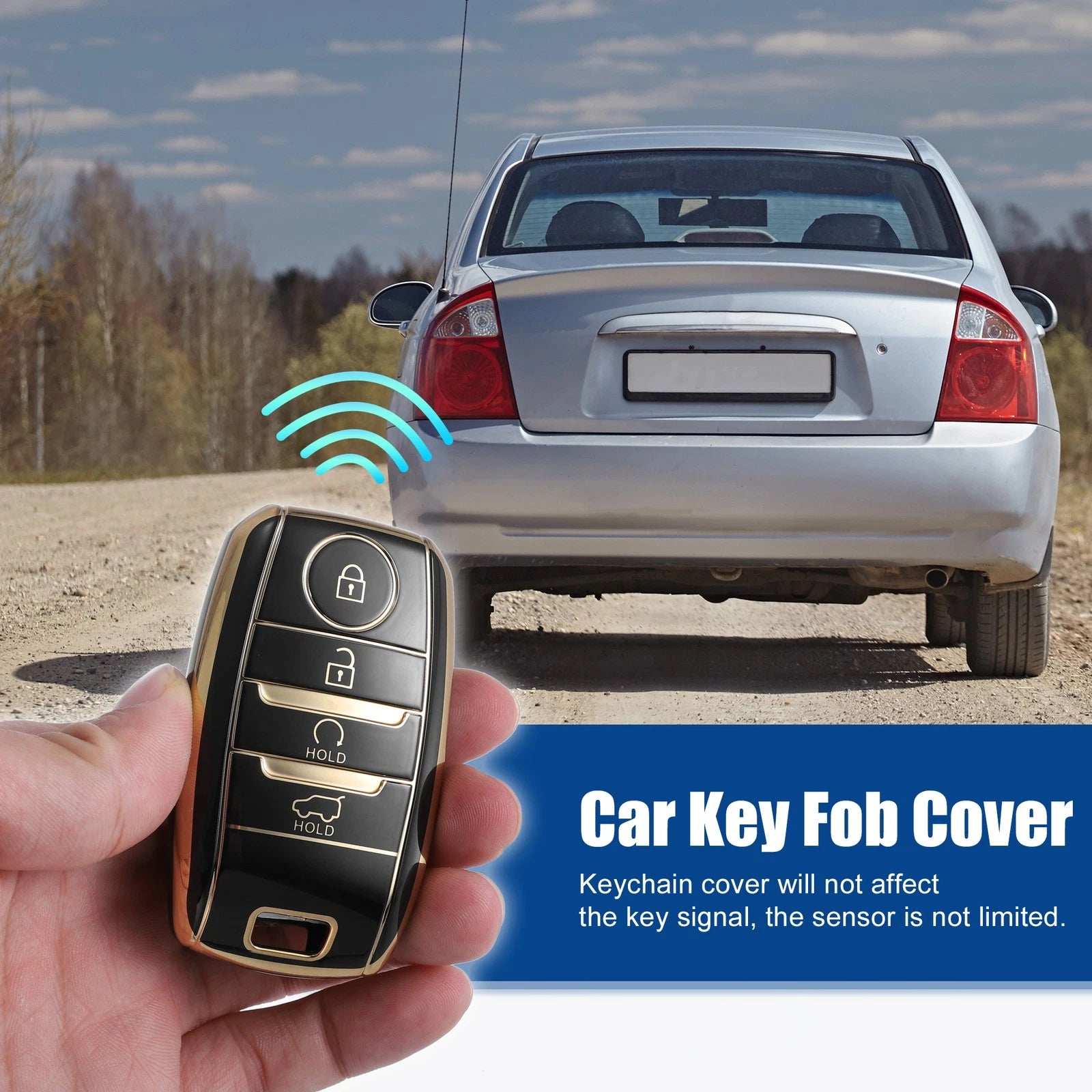 TPU Key Fob Case Cover for Kia Optima (2011–2020) 4 Button Black