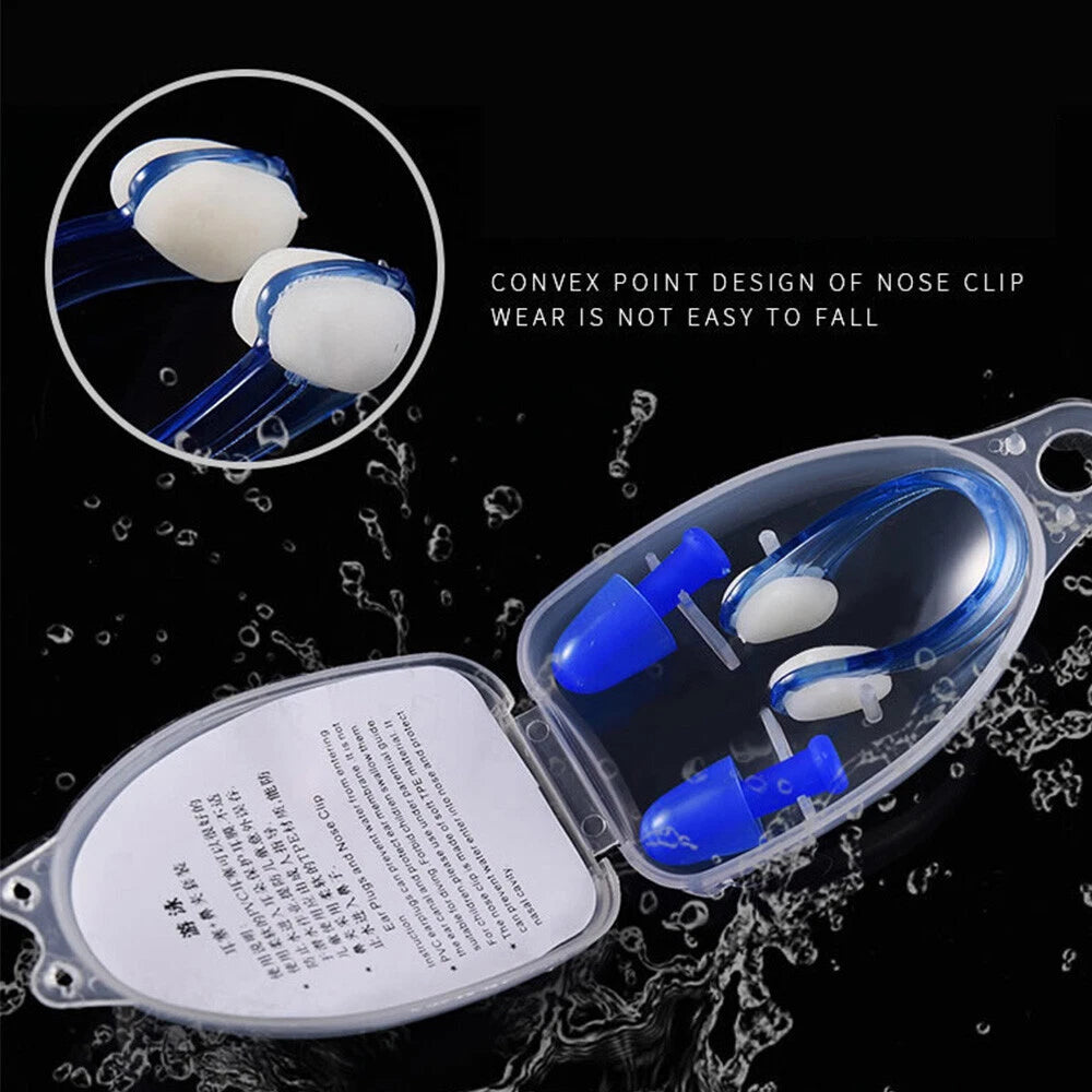 Swimming Nose Clips and Ear Plugs Set with Case