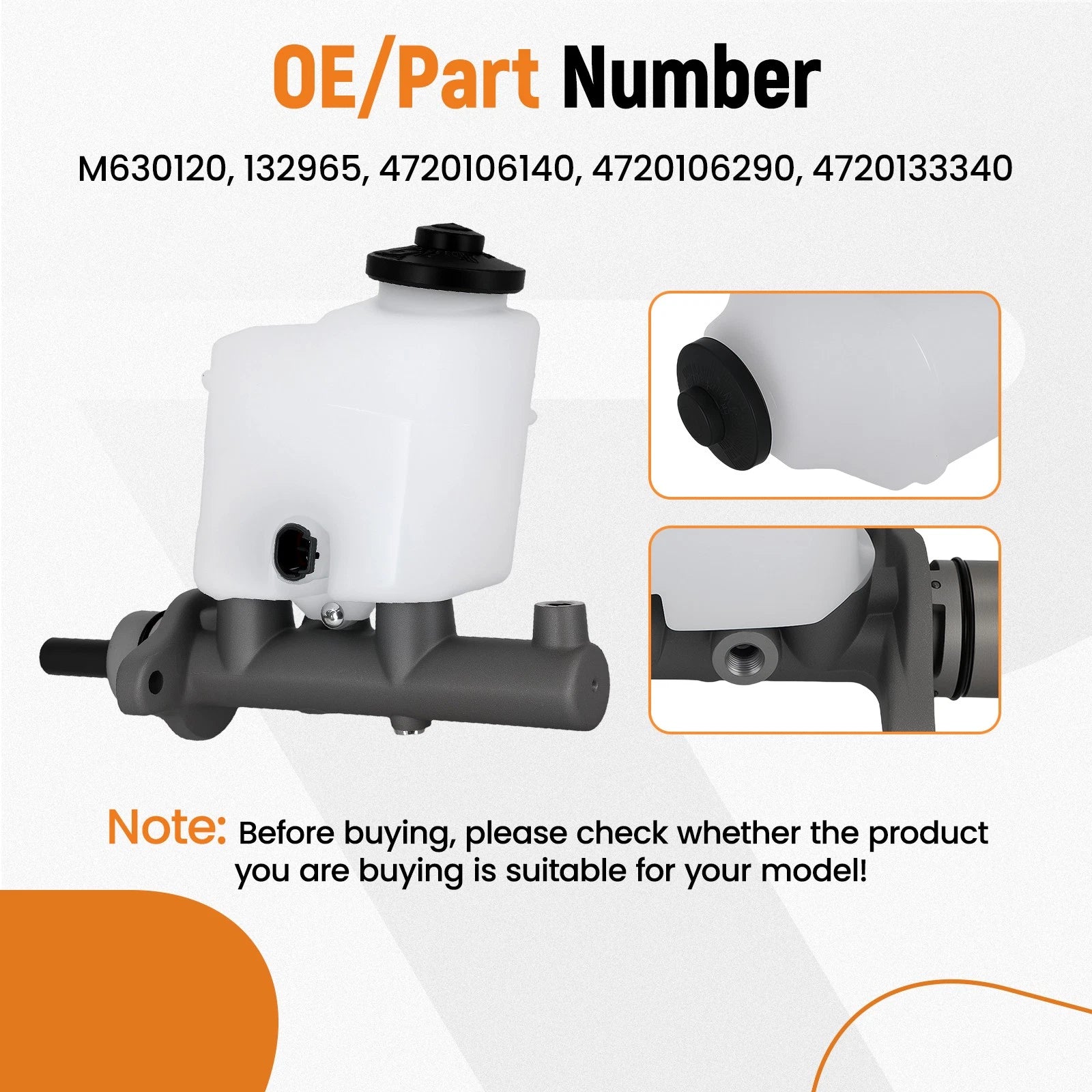 Brake Master Cylinder with Reservoir & Sensor for Toyota Camry (2002–2006, 2004–2008)