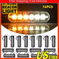 16X LED Amber/White Side Marker Flash Strobe Light Bar Kit for Tow Truck