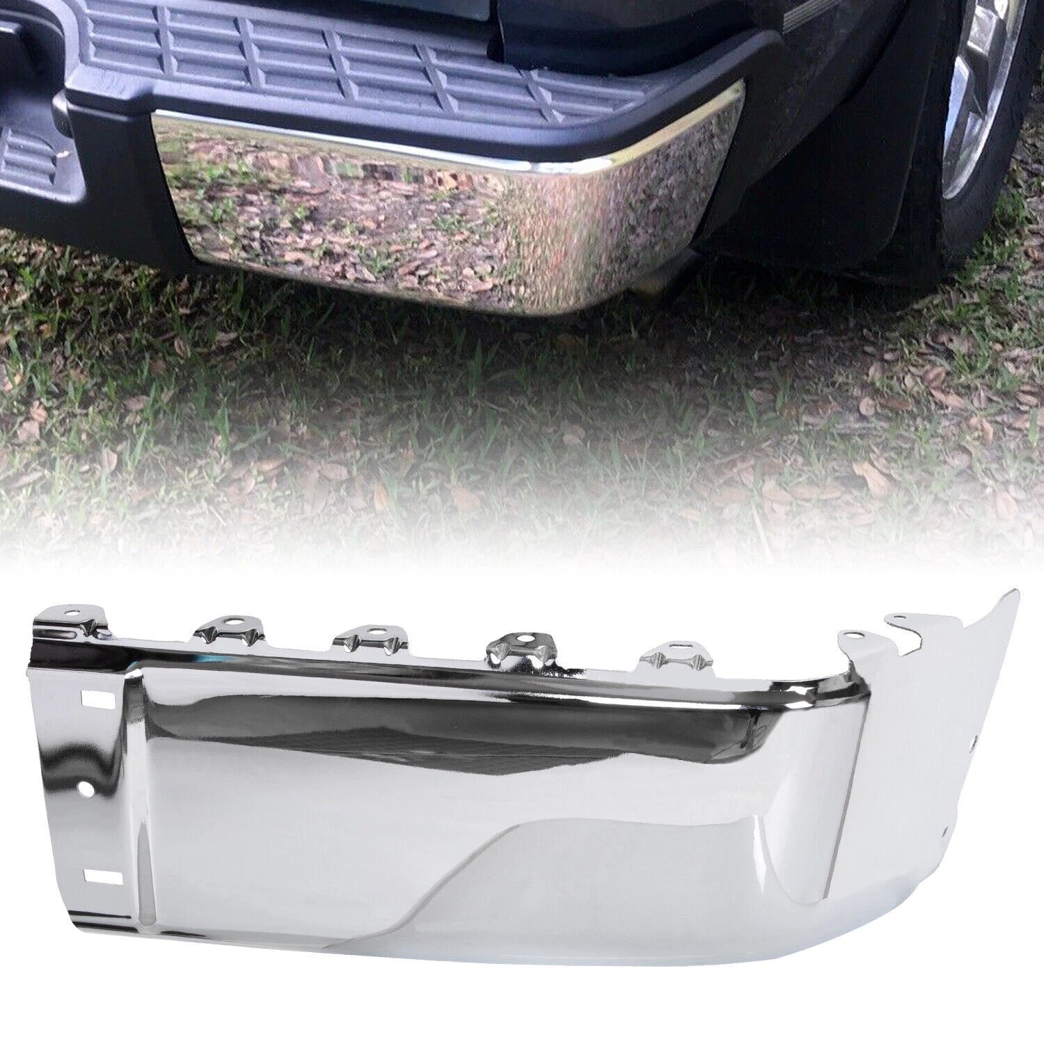 Set of 2 Chrome Rear Bumper End Caps for Silverado Sierra (2007–2013)