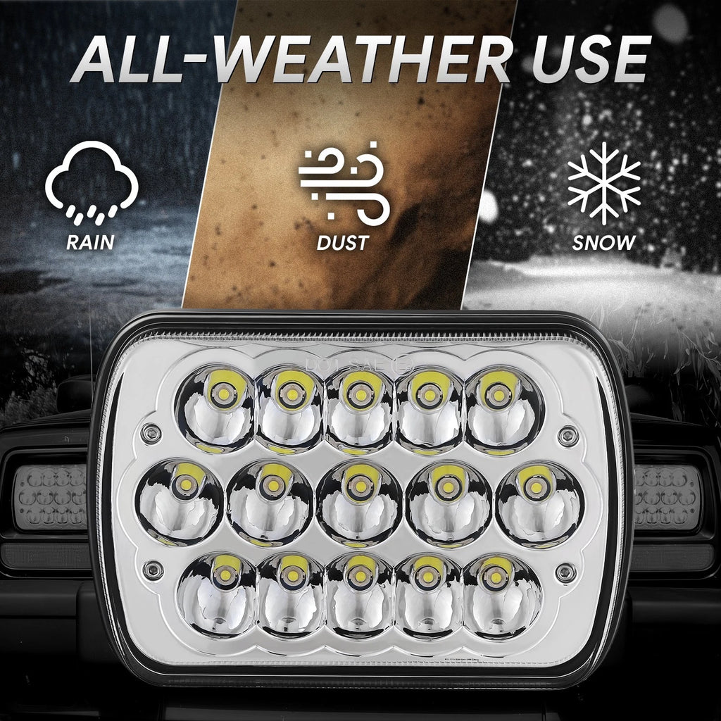 Chrome Clear LED Headlight Assembly for Express Savana 2500 3500 E-350 (1984–2020)