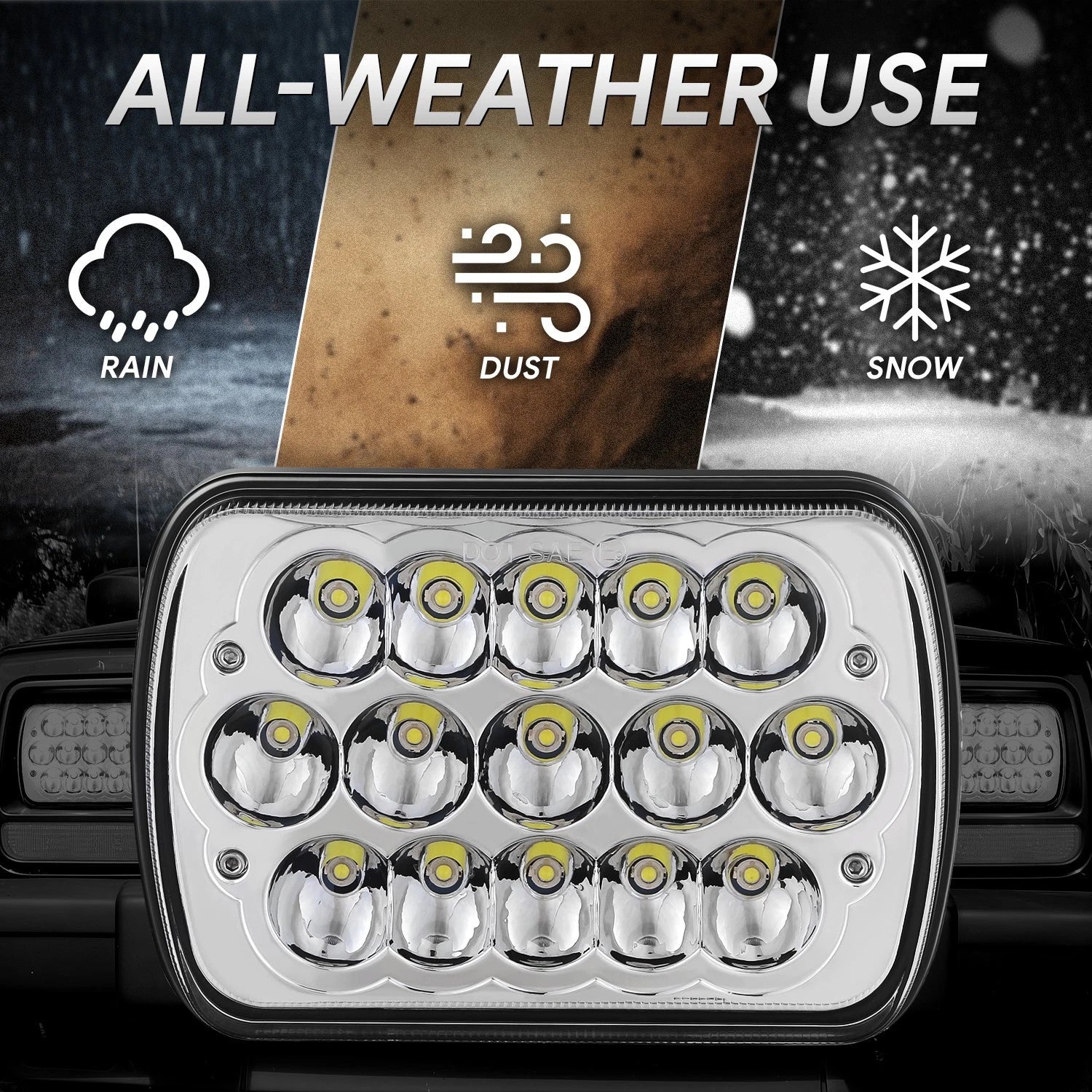Chrome Clear LED Headlight Assembly for Express Savana 2500 3500 E-350 (1984–2020)