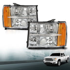 Amber Corner Chrome Headlights for GMC Sierra 1500 2500HD 3500HD (2007–2014)