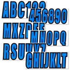 Set of 4 Custom Boat Registration Numbers Decal Stickers A-Z 0-9 Blue
