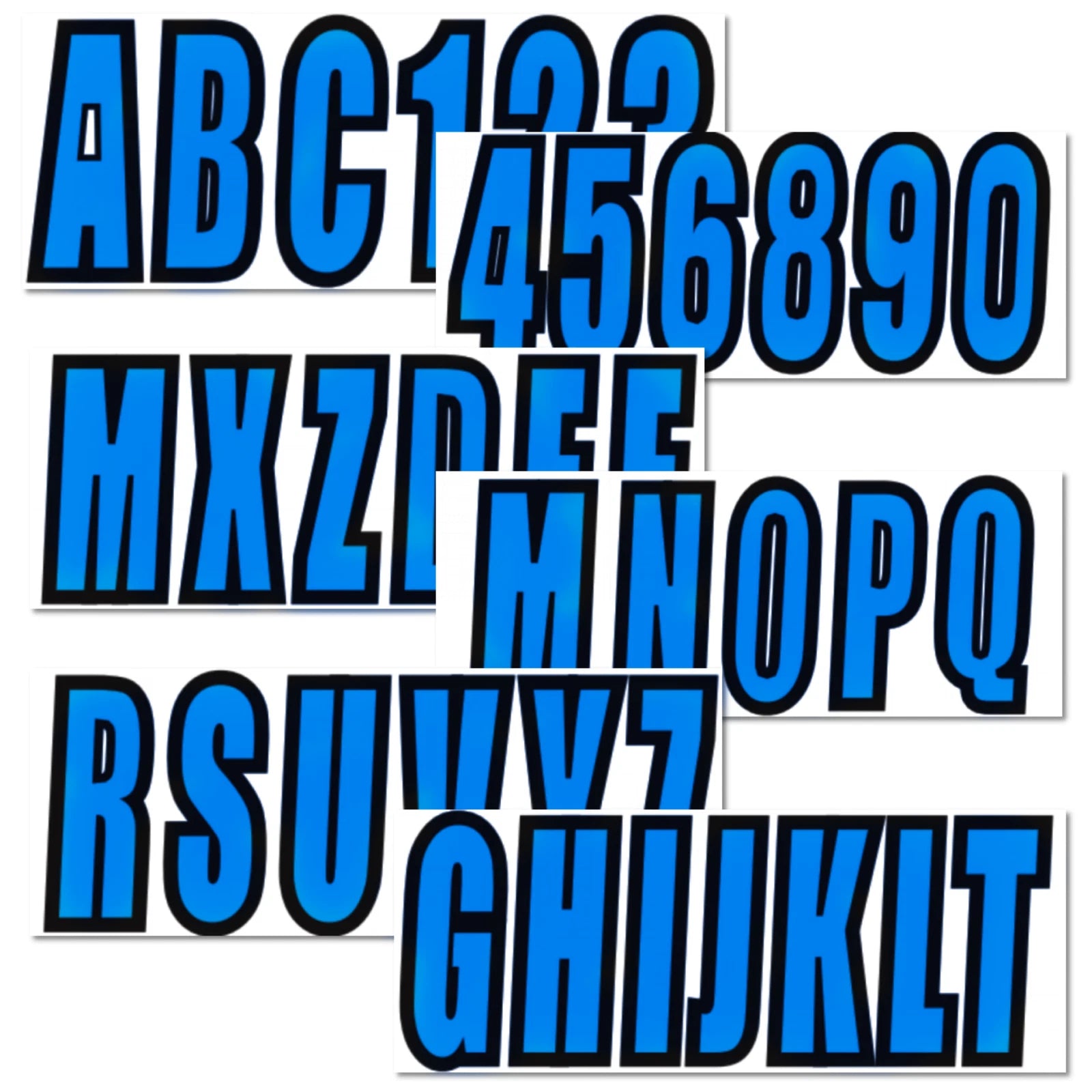 Set of 4 Custom Boat Registration Numbers Decal Stickers A-Z 0-9 Blue