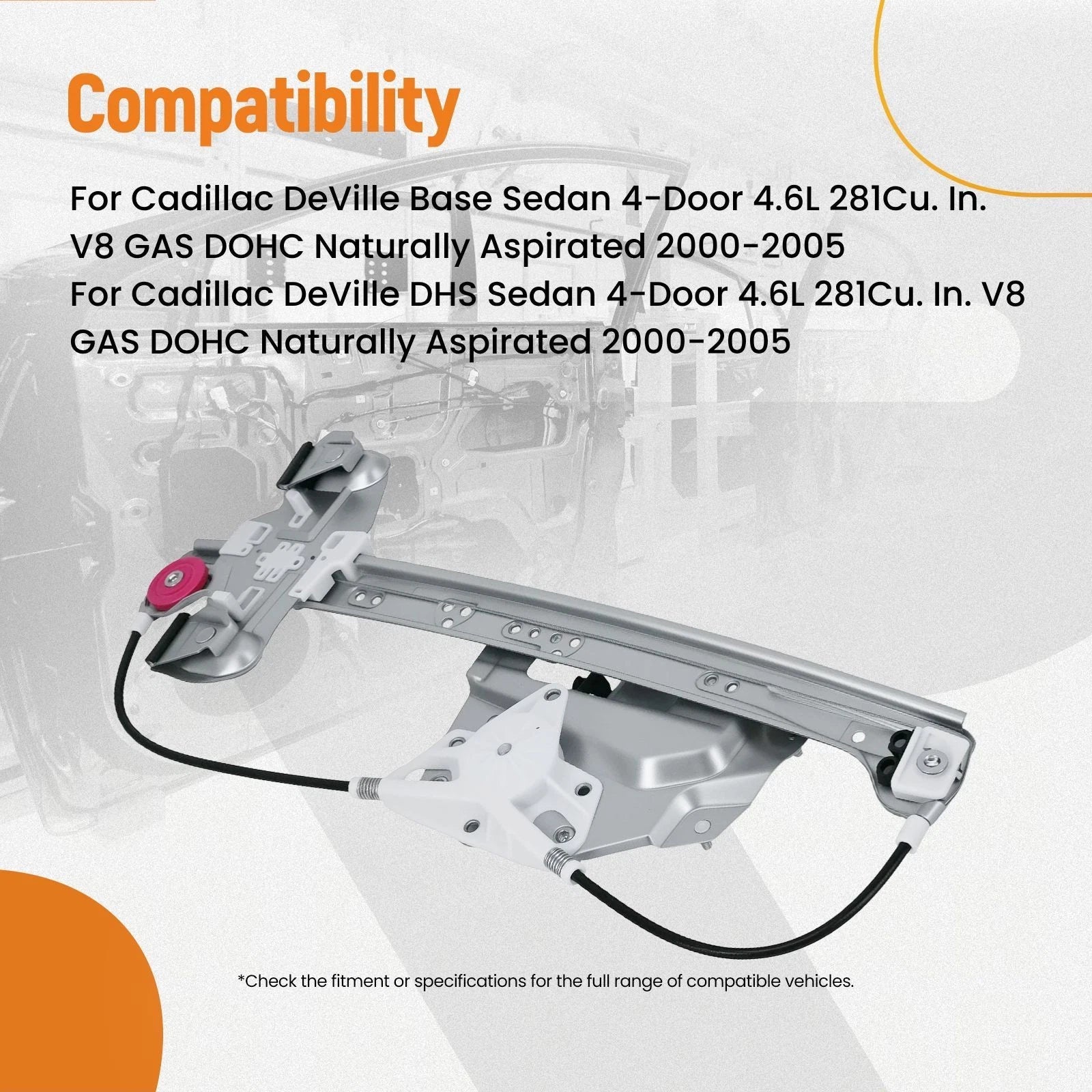 Power Window Regulator for Cadillac DeVille (2000–2005) 10393233 Rear Left