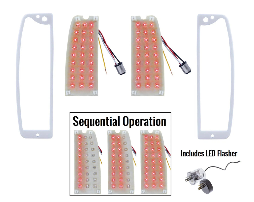 Sequential LED Tail Light Inserts with Flasher and Gaskets for Ford F-Series (1967–1972)