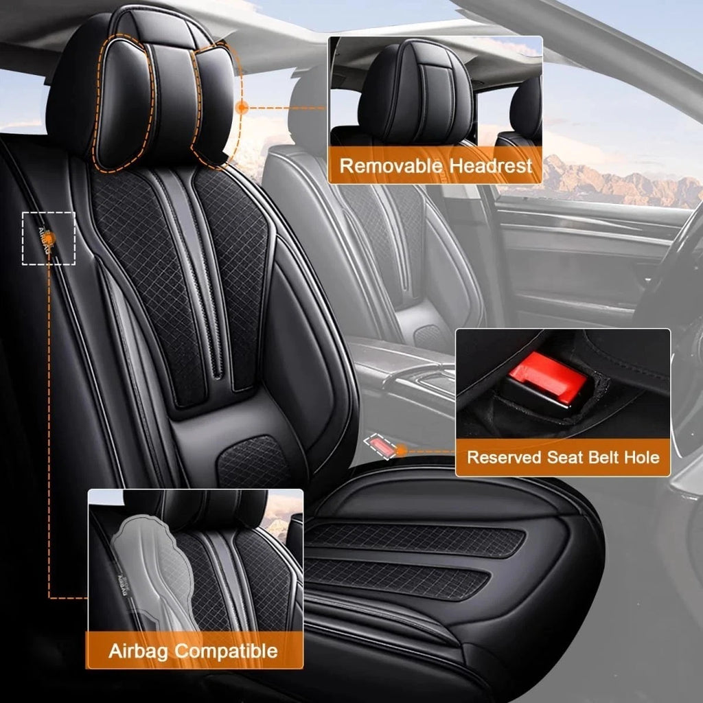 Faux Leather Car Seat Covers for Honda Toyota (Front & Rear, 5 Seats)