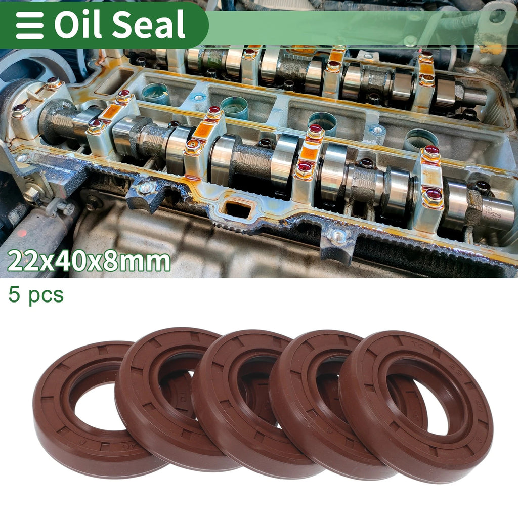 Set of 5 Oil Seal Rotary Shaft Seal FKM Rubber 22x40x8mm