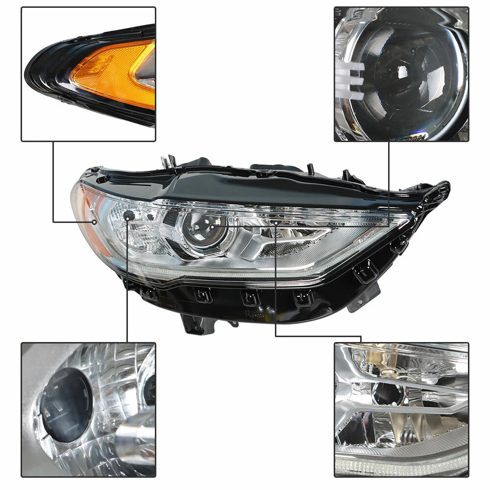 Headlamp for Ford Fusion (2017–2019) Halogen Right Side Chrome