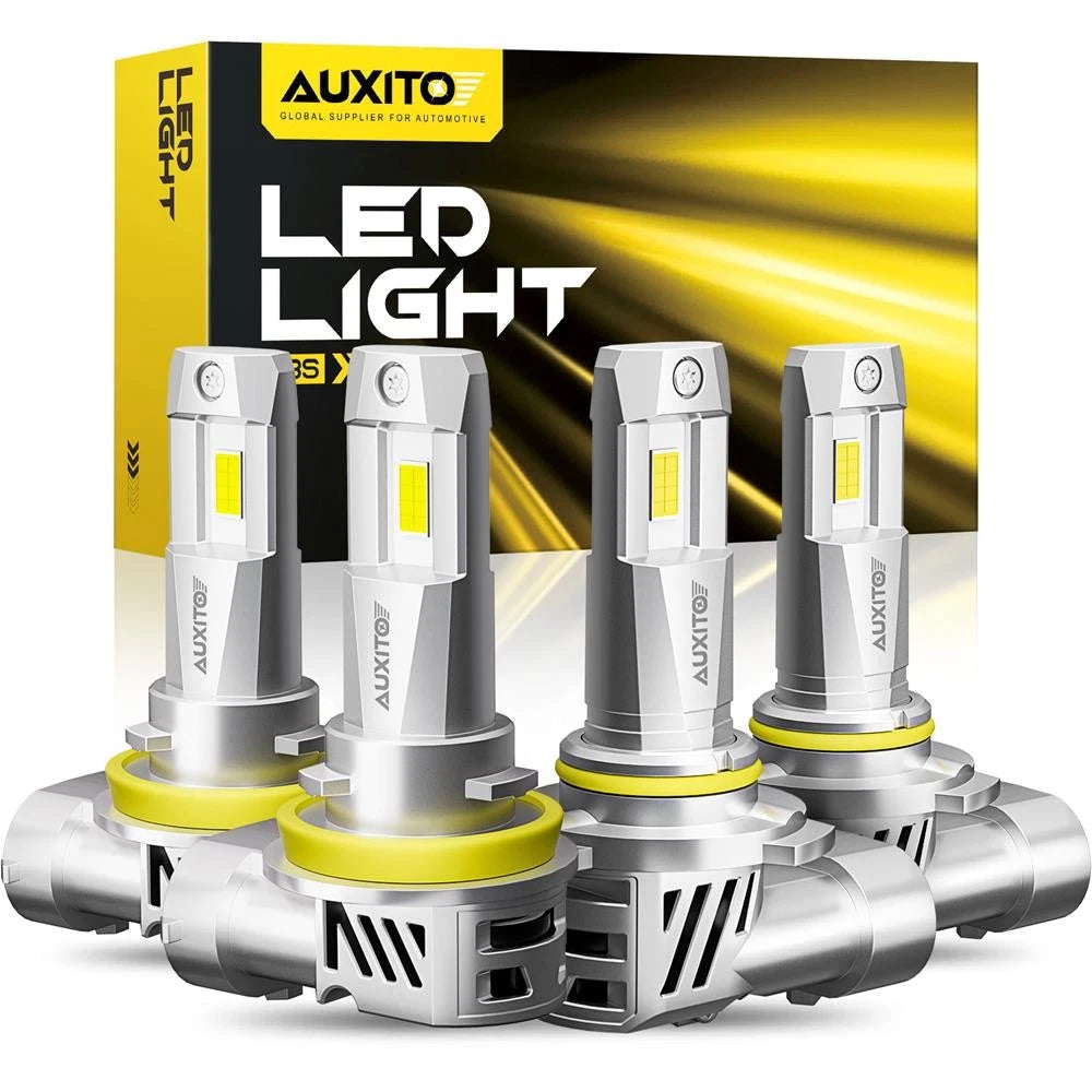 Set of 4 M3S 9005 H11 LED Headlight Bulbs 6500K for AUXITO