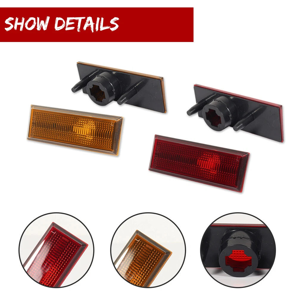 Set of 4 Amber Front & Red Rear Side Marker Lights for Oldsmobile Cutlass (1981–1988)