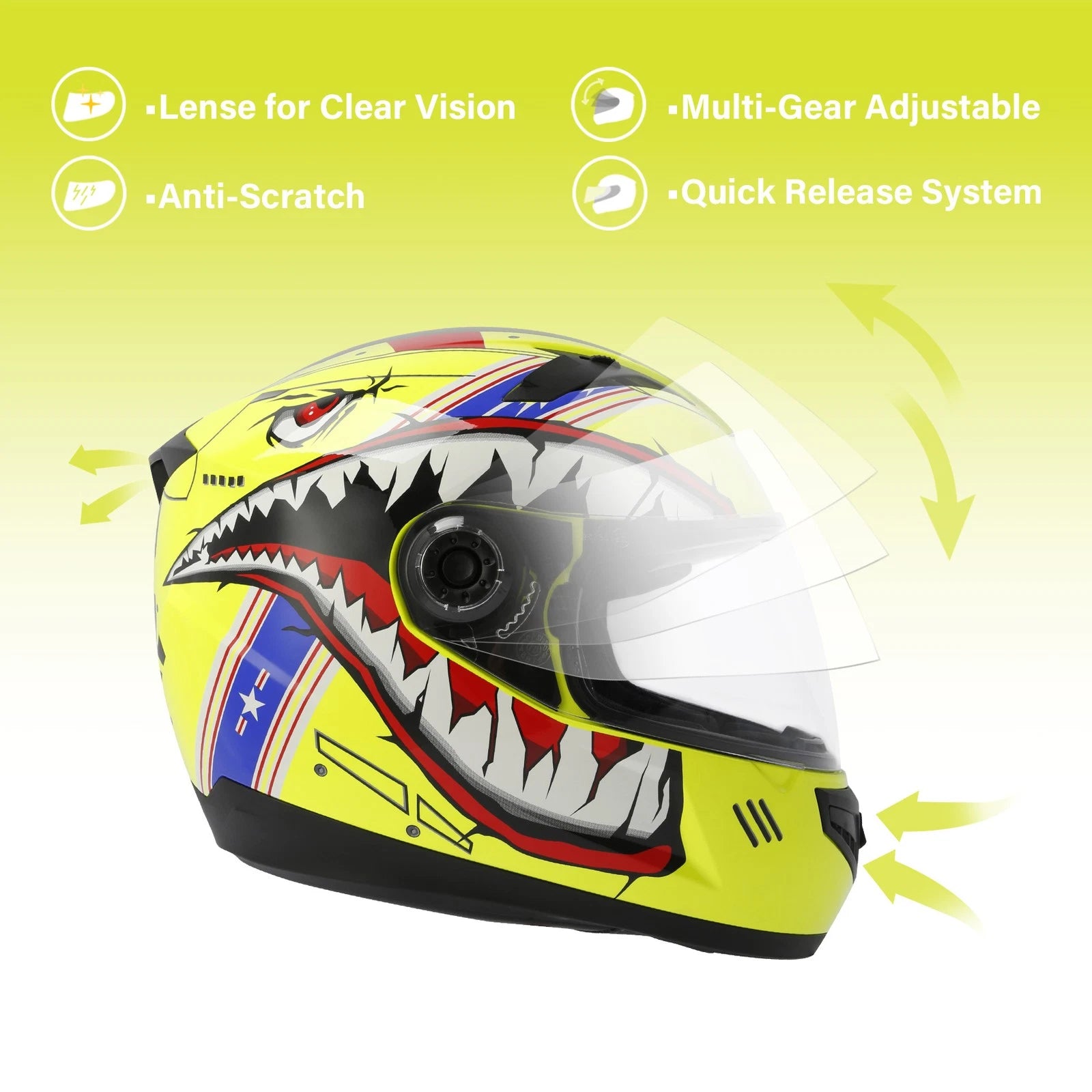 Youth Full Face Helmet for Motorcycle Offroad Dirt Bike (S-XXL)