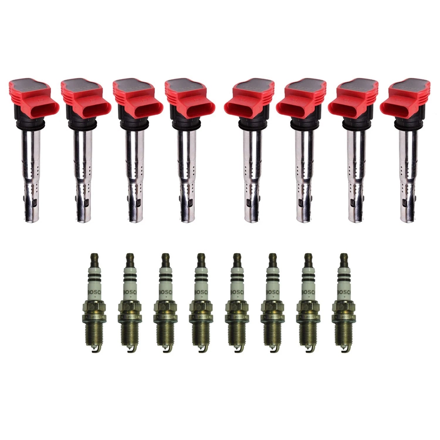 Set of 8 Ignition Coils & Bosch Platinum Spark Plugs for Audi R8 (2007–2015)