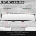 Universal Convex Panoramic Wide Angle Rear View Mirror Glass 11.8" X 3" X 1"