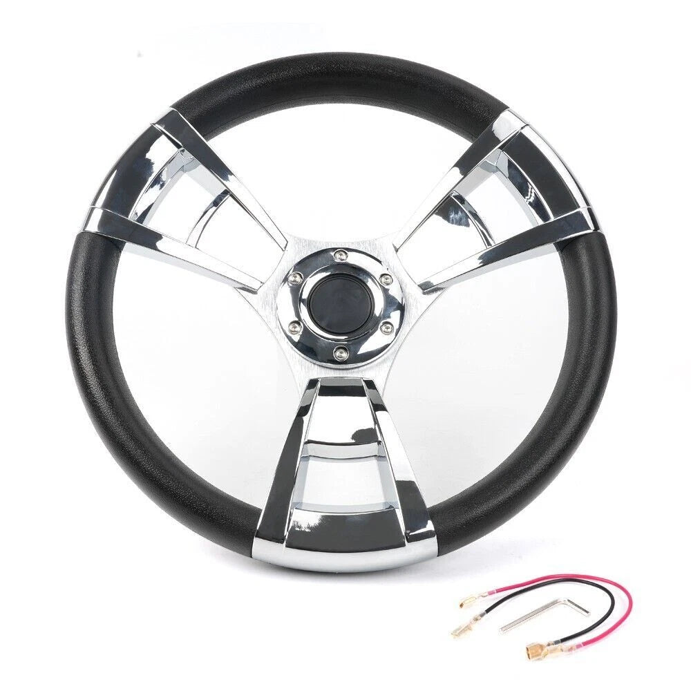 3-Spoke 13.5" Marine Boat Steering Wheel with Hub Adapter