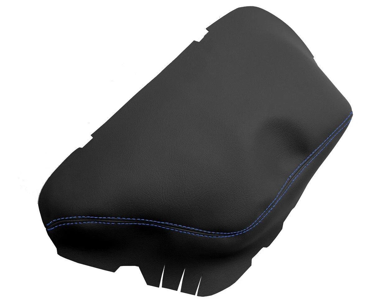 Leather Console Lid Armrest Cover for Dodge Challenger (2015–2020) Blue Stitch