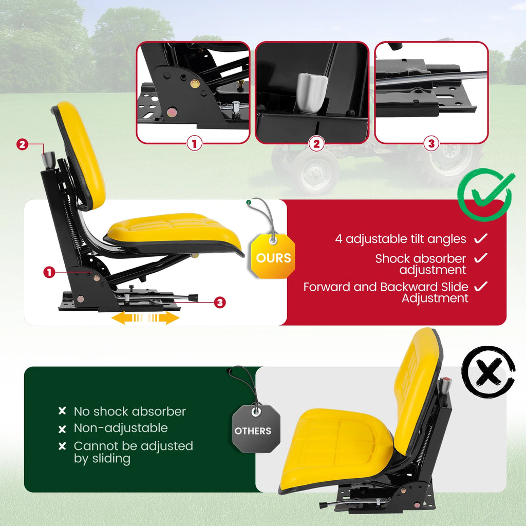 Universal Yellow Suspension Tractor Seat for Massey Ferguson Ford/New Holland